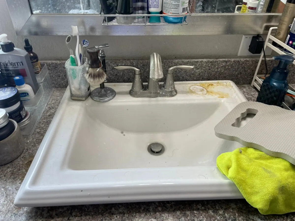 Sink before maid service cleaning